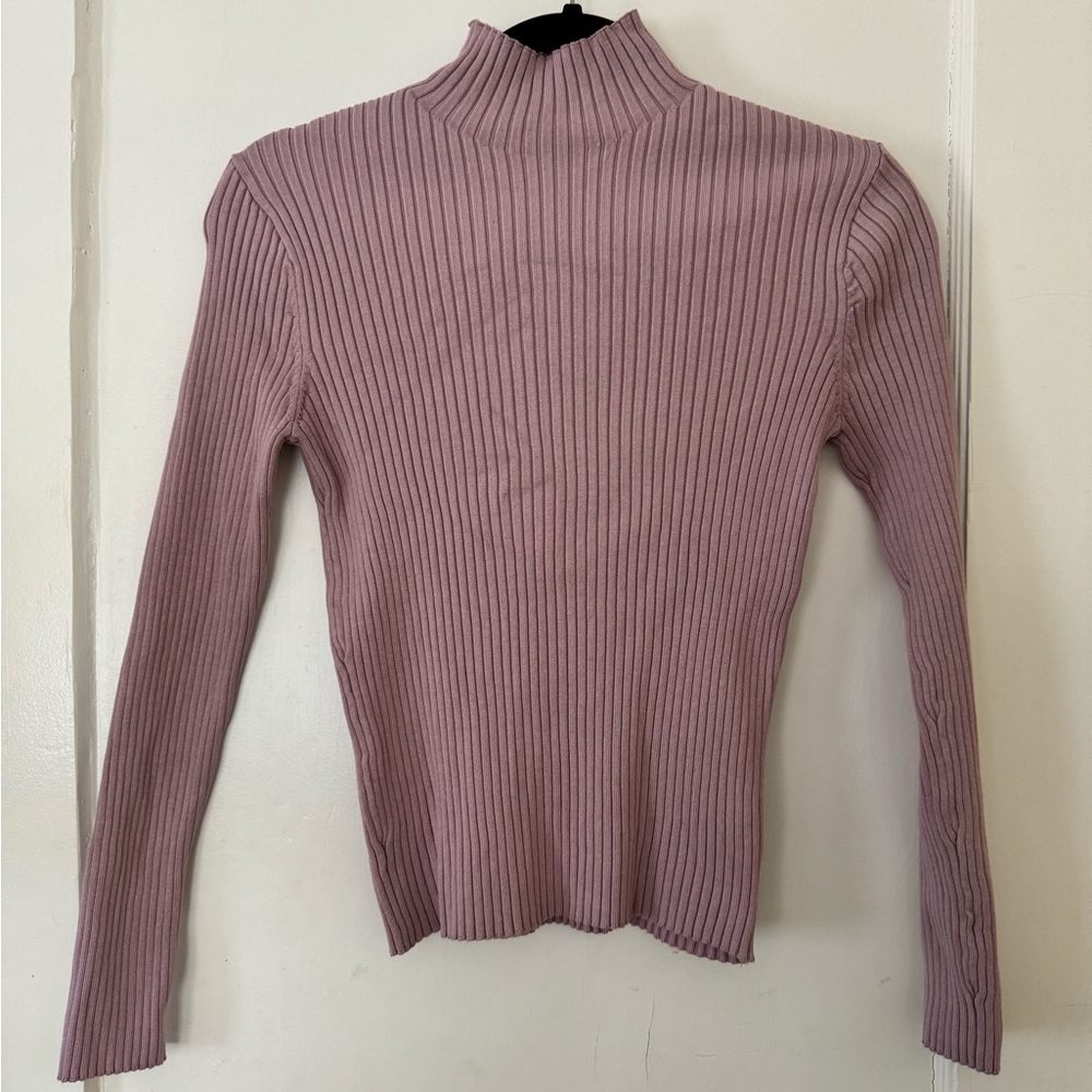 Zara Lilac Ribbed Turtleneck